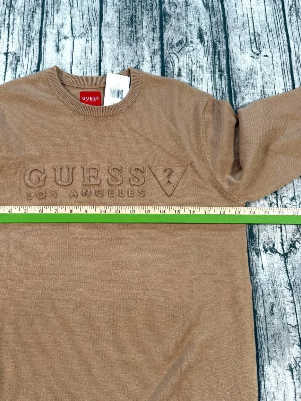 GUESS Tero Emboss Sweater Sweater M Brown Rayon Pullover Made in Bangladesh NWT